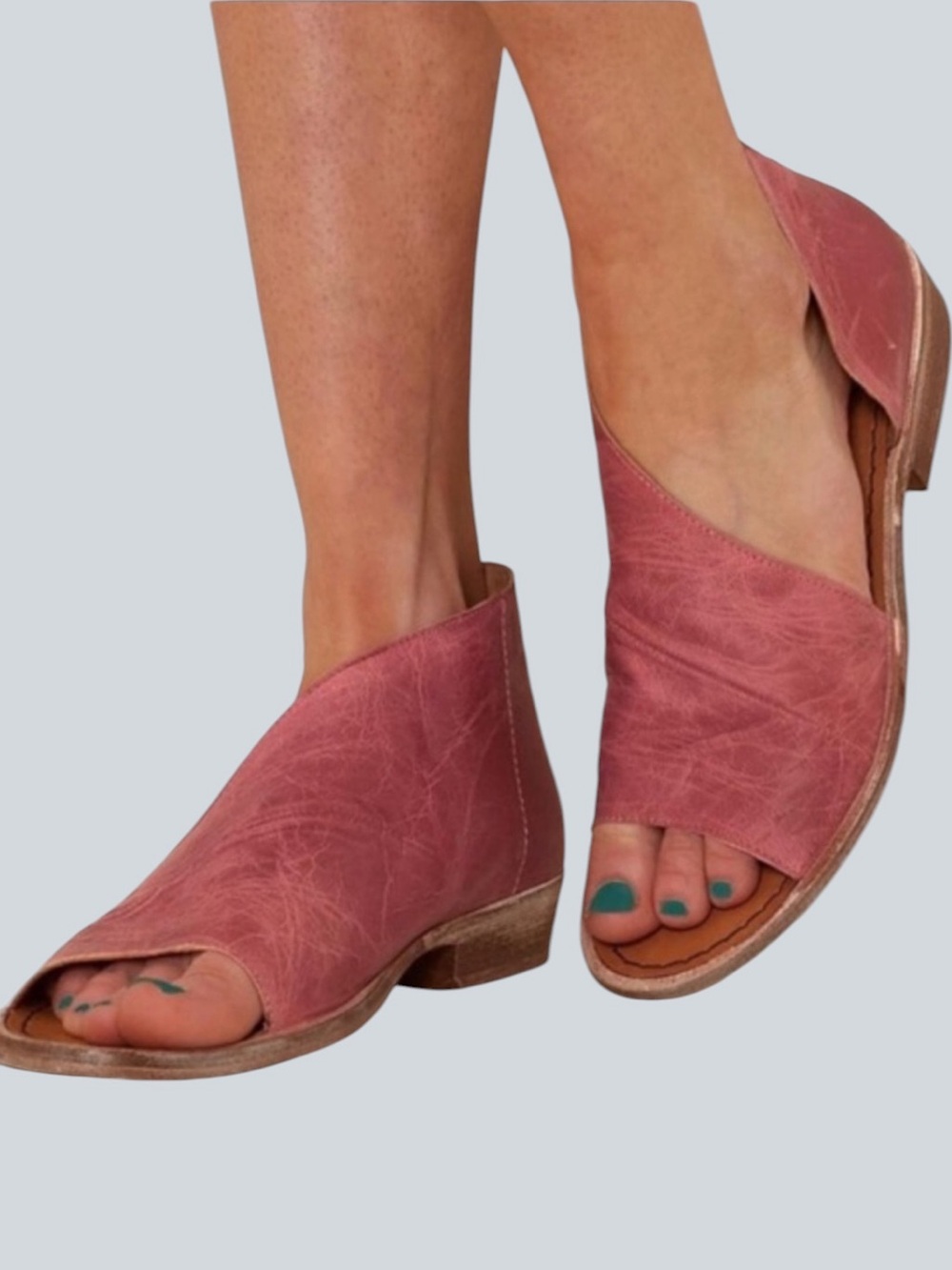 Free People Mont Blanc Leather Sandals Asymmetrical Cutout Spain Size 38